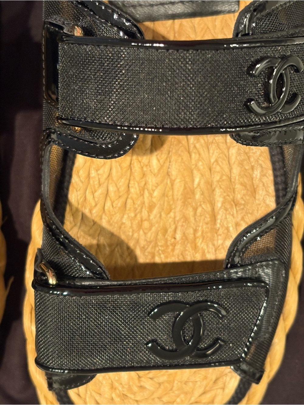CHANEL Black Canvas and Natural Rope Espadrille Sandals - Picture 11 of 11